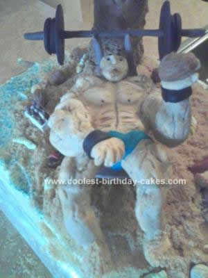 Homemade Muscle Man Birthday Cake Design