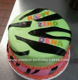 Homemade Neon Colored Zebra Print Cake