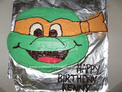 Homemade Ninja Turtles Michael Angelo Cake