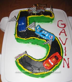 Homemade Number 5 Race Track Cake
