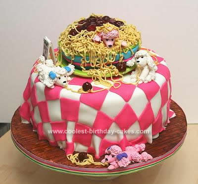 Homemade Oodles of Noodles and Poodles Cake