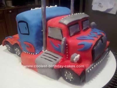 Homemade Optimus Prime Birthday Cake Design