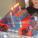 Homemade Optimus Prime Truck Birthday Cake