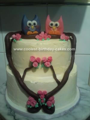 Homemade Owl Couple Cake