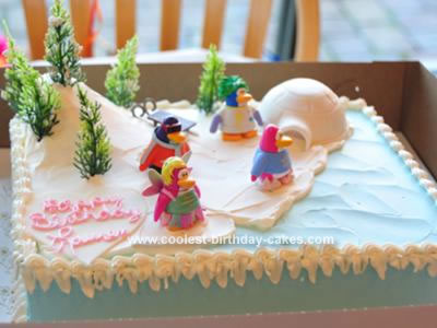 Homemade Penguin Club Birthday Cake