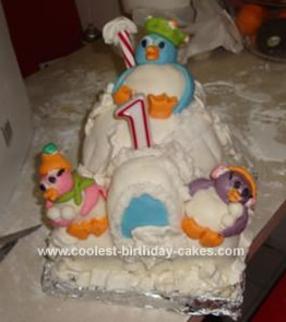 Homemade Penguin Igloo Cake