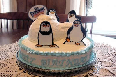 Homemade Penguins of Madagascar Cake