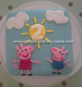Homemade Peppa Pig 2nd Birthday Cake