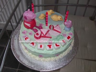 Homemade Peppa Pig and George Pig Picnic Cake