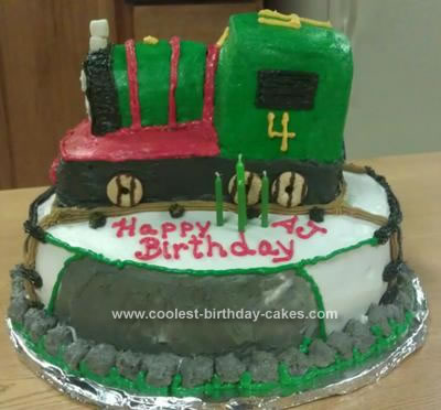 Homemade Percy the Train Birthday Cake