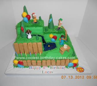 Homemade Phineas and Ferb Birthday Cake