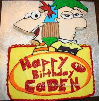Homemade  Phineas and Ferb Cake Design