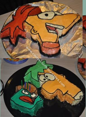 Homemade Phineas, Ferb and Agent P Birthday Cake