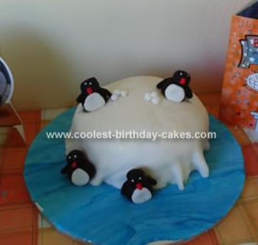 Homemade Pingu Birthday Cake