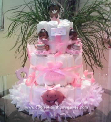 Homemade Pink Angel Diaper Cake