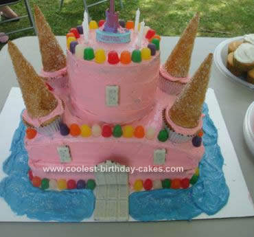 Homemade  Pink Castle Cake Design