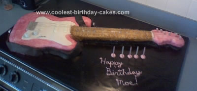 Homemade Pink Fender Guitar Cake