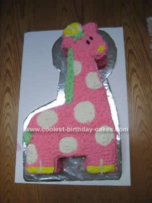 Homemade Pink Giraffe Baby Shower Cake