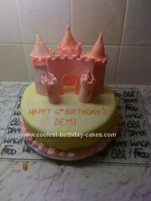 Homemade Pink Princess Castle Cake