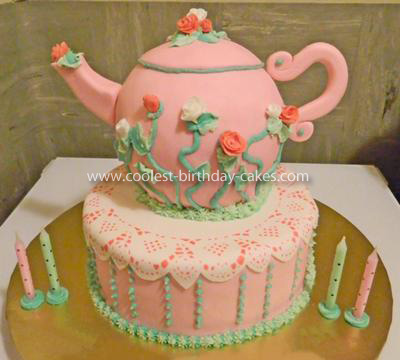 Homemade Pink Teapot Cake