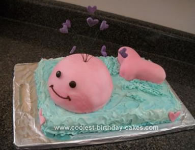 Homemade Pink Whale Birthday Cake
