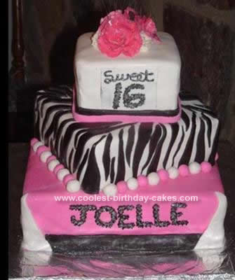 Homemade Pink/Black Zebra Cake