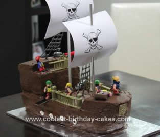 Homemade Pirate Ship 3rd Birthday Cake