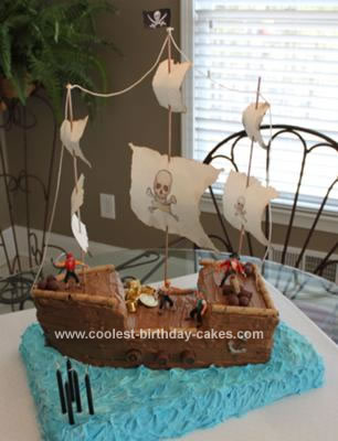 Homemade Pirate Ship 5th Birthday Cake