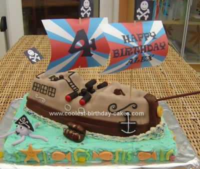 Homemade Pirate Ship Birthday Cake