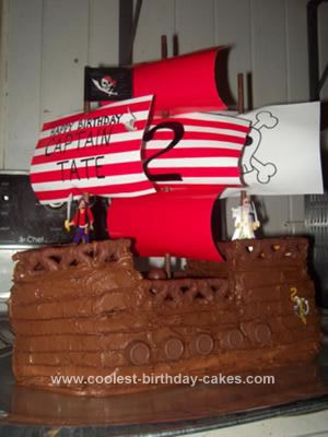Homemade Pirate Ship Kids Birthday Cake