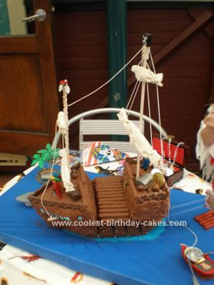 Homemade  Pirate Ship Wreck Cake