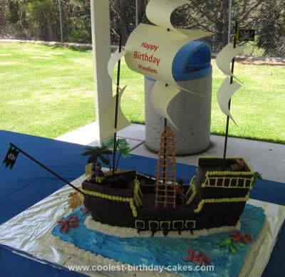 Homemade Pirate Ship Wreck Island Cake