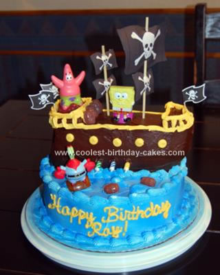 Homemade Pirate Spongebob Birthday Cake