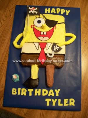 Homemade Pirate Spongebob Birthday Cake