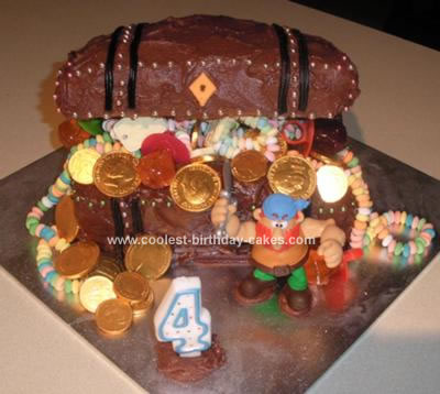 Homemade Pirate's Treasure Chest Birthday Cake