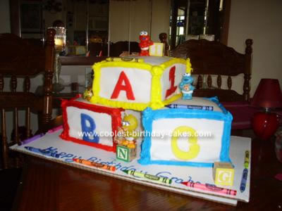 Homemade Play Block Birthday Cake