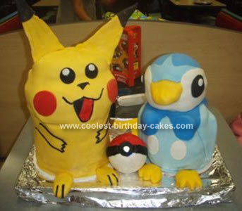 Homemade Pokemon Pikachu And Piplup Cake