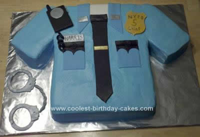 Homemade Police Uniform Birthday Cake