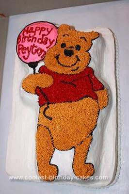 Homemade Pooh Bear First Birthday Cake
