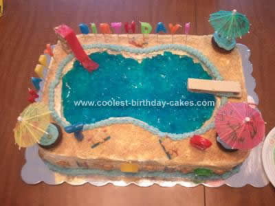 Homemade Pool Party Birthday Cake