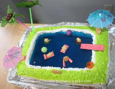 Homemade Pool Party Cake