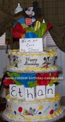 Homemade Pop up Mickey Mouse Birthday Cake