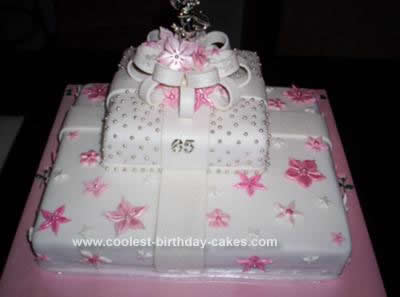 Homemade Prettiest Pink Gift Box Birthday Cake