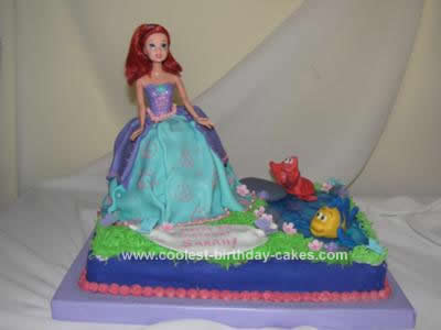 Homemade  Princess Ariel Birthday Cake Design