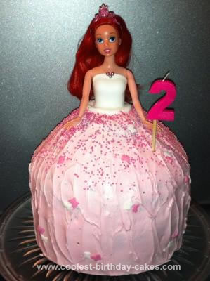 Homemade Princess Ariel Doll Birthday Cake