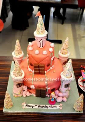 Homemade Princess Castle 1st Birthday Cake