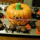 Homemade Pumpkin and Spiders Cake