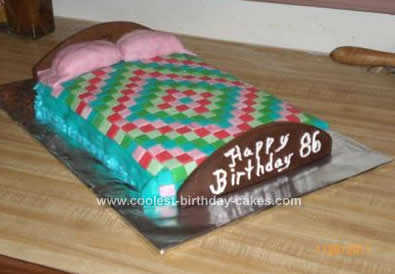 Homemade Quilt and Bed Birthday Cake Design