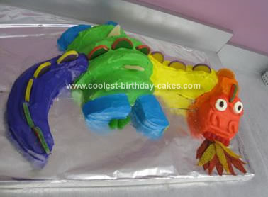 Homemade Rainbow Dragon Cake