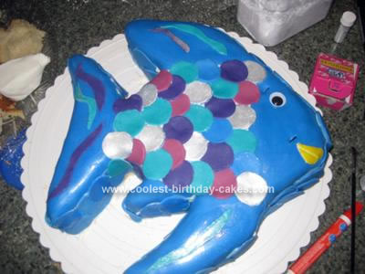 Homemade Rainbow Fish Birthday Cake